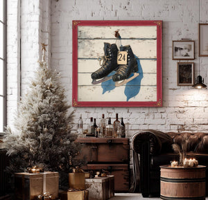 Bella Frye Vintage Ice Skates Canvas Print – Rustic Winter Sports Decor