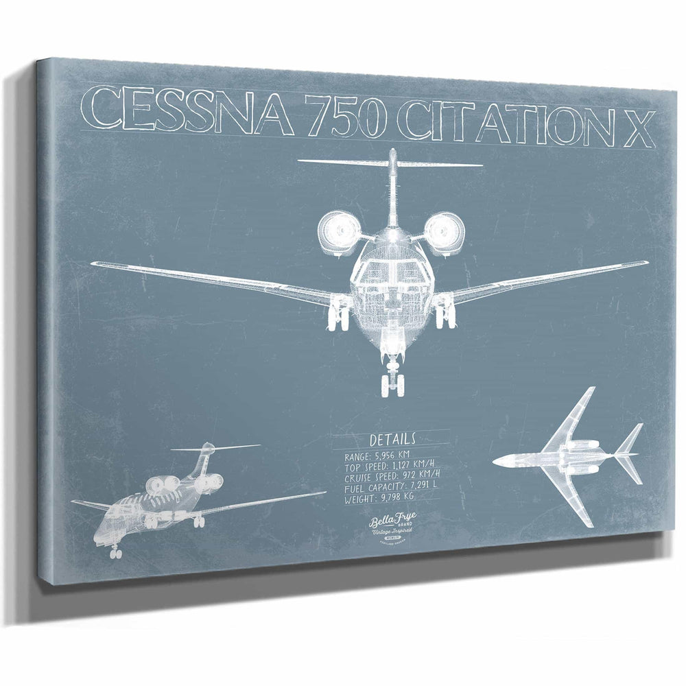 Bella Frye Home & Garden > Decor > Artwork Cessna 750 Citation X Aircraft Blueprint Wall Art - Original Airplane Print