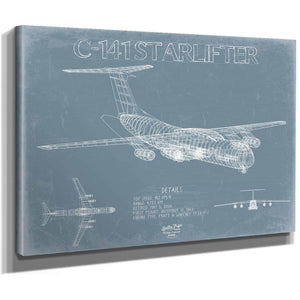 Bella Frye Home & Garden > Decor > Artwork Lockheed C-141 Starlifter Blueprint Wall Art - Original Aviation Plane Print