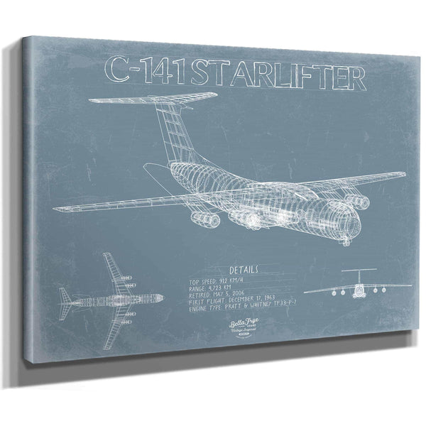 Bella Frye Home & Garden > Decor > Artwork Lockheed C-141 Starlifter Blueprint Wall Art - Original Aviation Plane Print