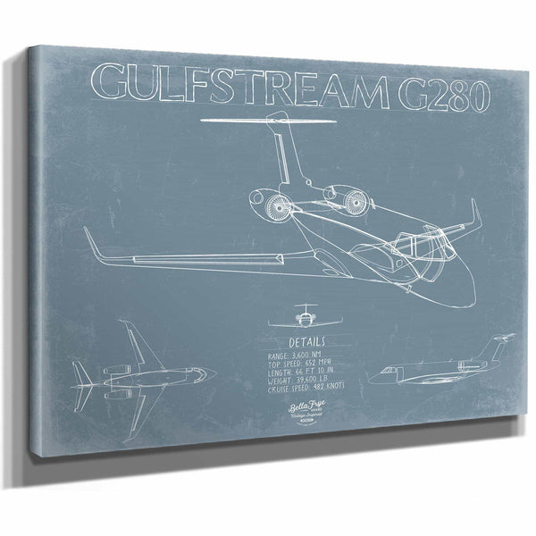 Bella Frye Home & Garden > Decor > Artwork Gulfstream G280 Aircraft Blueprint Wall Art - Original Airplane Print
