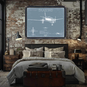 Bella Frye Home & Garden > Decor > Artwork Saab 340 Aircraft Blueprint Wall Art - Original Plane Print