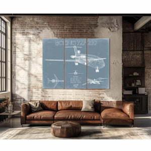 Bella Frye Home & Garden > Decor > Artwork Boeing 727-200 Aircraft Blueprint Wall Art - Original Aviation Plane Print