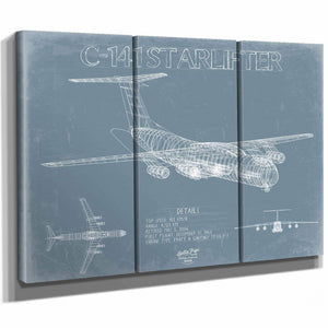Bella Frye Home & Garden > Decor > Artwork Lockheed C-141 Starlifter Blueprint Wall Art - Original Aviation Plane Print