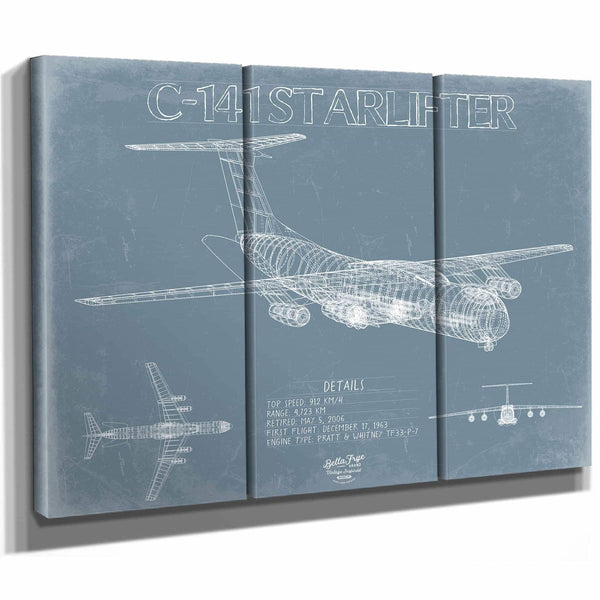 Bella Frye Home & Garden > Decor > Artwork Lockheed C-141 Starlifter Blueprint Wall Art - Original Aviation Plane Print
