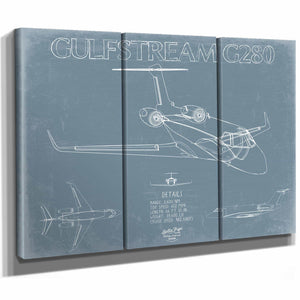 Bella Frye Home & Garden > Decor > Artwork Gulfstream G280 Aircraft Blueprint Wall Art - Original Airplane Print