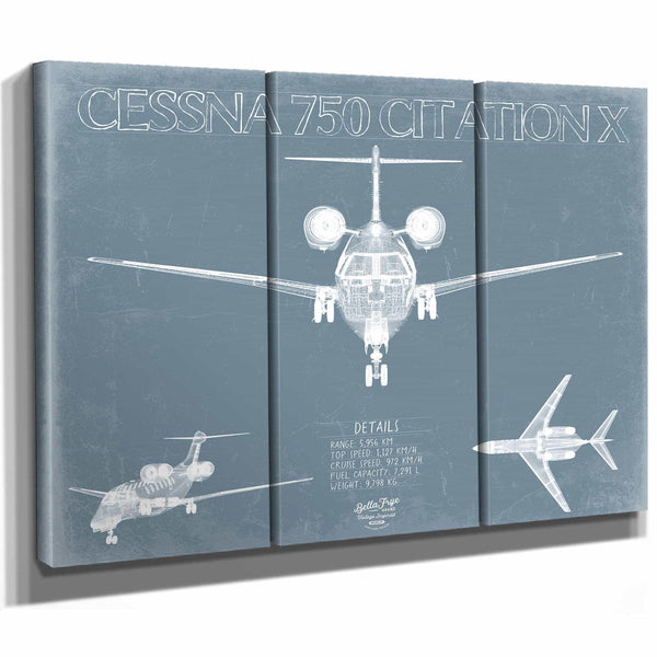 Bella Frye Home & Garden > Decor > Artwork Cessna 750 Citation X Aircraft Blueprint Wall Art - Original Airplane Print
