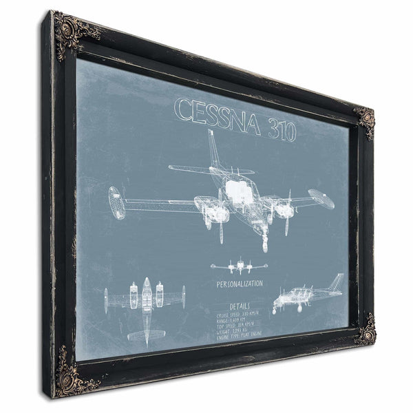Bella Frye Home & Garden > Decor > Artwork Cessna 310 Aircraft Blueprint Wall Art - Original Airplane Print