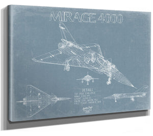 Bella Frye Home & Garden > Decor > Artwork Dassault Mirage 4000 Aircraft Blueprint Wall Art - Original Fighter Plane Print