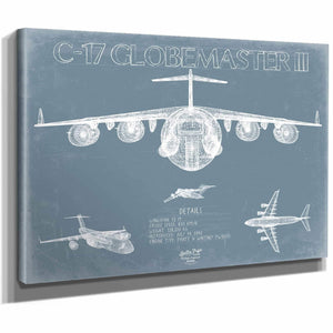 Bella Frye Home & Garden > Decor > Artwork Boeing C-17 Globemaster III Aircraft Blueprint Wall Art - Original Fighter Plane Print