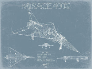 Bella Frye Home & Garden > Decor > Artwork Dassault Mirage 4000 Aircraft Blueprint Wall Art - Original Fighter Plane Print