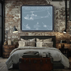 Bella Frye Home & Garden > Decor > Artwork Bell UH-1 Iroquois Helicopter Blueprint Wall Art - Original Aviation Print