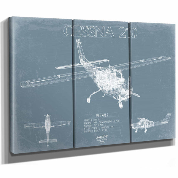 Bella Frye Home & Garden > Decor > Artwork Cessna 210 Centurion Aircraft Blueprint Wall Art - Original Airplane Print