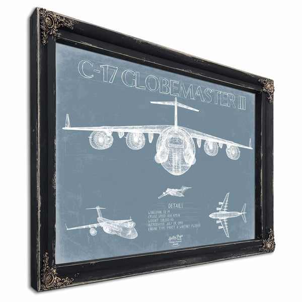 Bella Frye Home & Garden > Decor > Artwork Boeing C-17 Globemaster III Aircraft Blueprint Wall Art - Original Fighter Plane Print