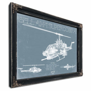 Bella Frye Home & Garden > Decor > Artwork Bell AH-1 SuperCobra Helicopter Blueprint Wall Art - Original Aviation Print