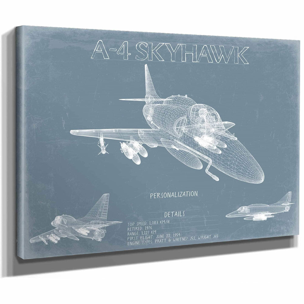 Bella Frye Home & Garden > Decor > Artwork Douglas A-4 Skyhawk Aircraft Blueprint Wall Art - Original Airplane Print