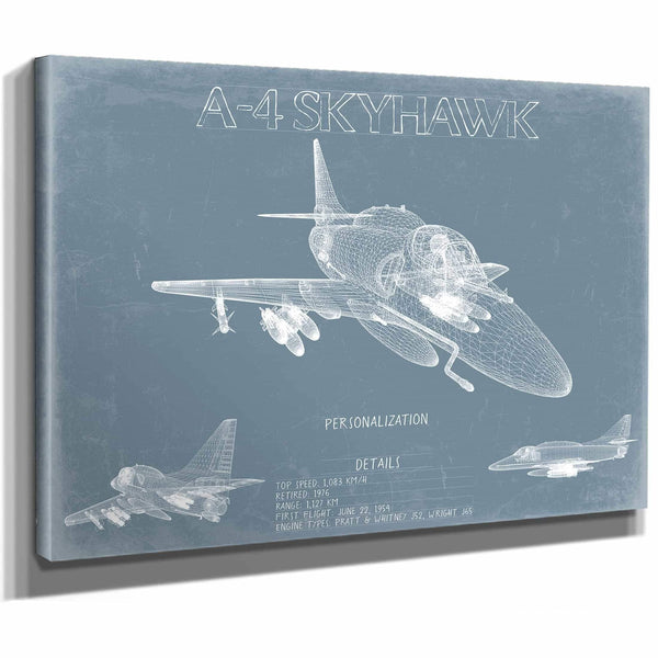 Bella Frye Home & Garden > Decor > Artwork Douglas A-4 Skyhawk Aircraft Blueprint Wall Art - Original Airplane Print