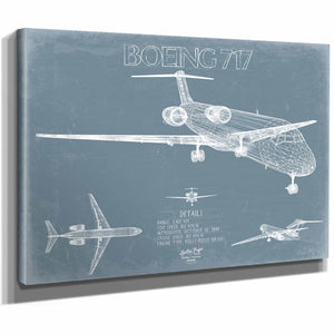 Bella Frye Home & Garden > Decor > Artwork Boeing 717 Aircraft Blueprint Wall Art - Original Aviation Plane Print