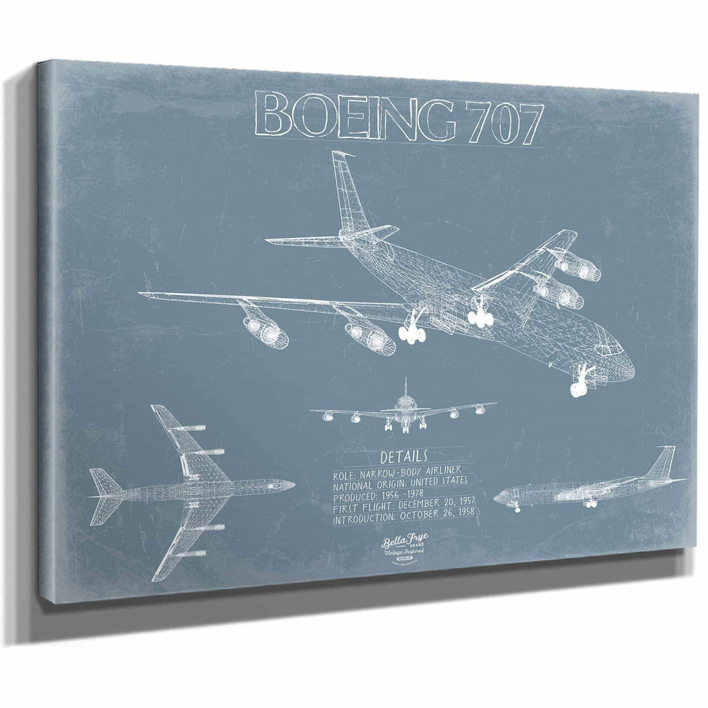 Bella Frye Home & Garden > Decor > Artwork Boeing 707 Airplane Blueprint Wall Art - Original Aviation Plane Print