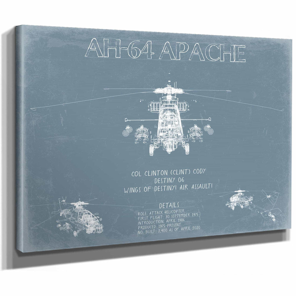 Bella Frye Home & Garden > Decor > Artwork Boeing AH-64 Apache Helicopter Blueprint Wall Art - Original Aviation Print