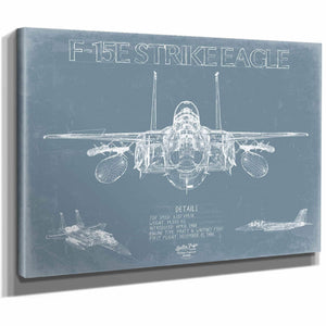 Bella Frye Home & Garden > Decor > Artwork F-15E Strike Eagle Aircraft Blueprint Wall Art - Original Fighter Plane Print