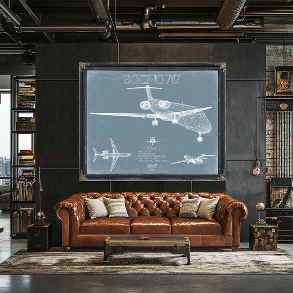 Bella Frye Home & Garden > Decor > Artwork Boeing 717 Aircraft Blueprint Wall Art - Original Aviation Plane Print