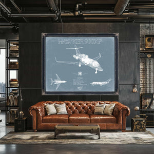 Bella Frye Home & Garden > Decor > Artwork Hawker 900XP Aircraft Blueprint Wall Art - Original Airplane Print