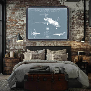 Bella Frye Home & Garden > Decor > Artwork Hawker 900XP Aircraft Blueprint Wall Art - Original Airplane Print