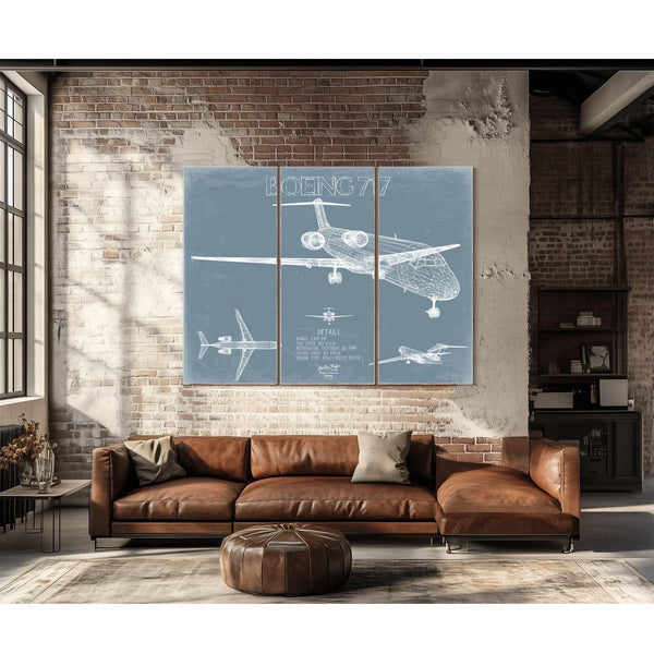 Bella Frye Home & Garden > Decor > Artwork Boeing 717 Aircraft Blueprint Wall Art - Original Aviation Plane Print