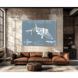 Bella Frye Home & Garden > Decor > Artwork McDonnell Douglas AV 8B Harrier II Aircraft Blueprint Wall Art - Original Aviation Plane Print