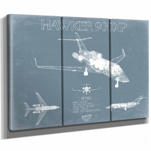 Bella Frye Home & Garden > Decor > Artwork Hawker 900XP Aircraft Blueprint Wall Art - Original Airplane Print