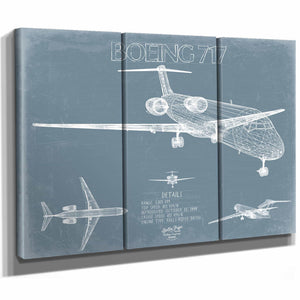 Bella Frye Home & Garden > Decor > Artwork Boeing 717 Aircraft Blueprint Wall Art - Original Aviation Plane Print