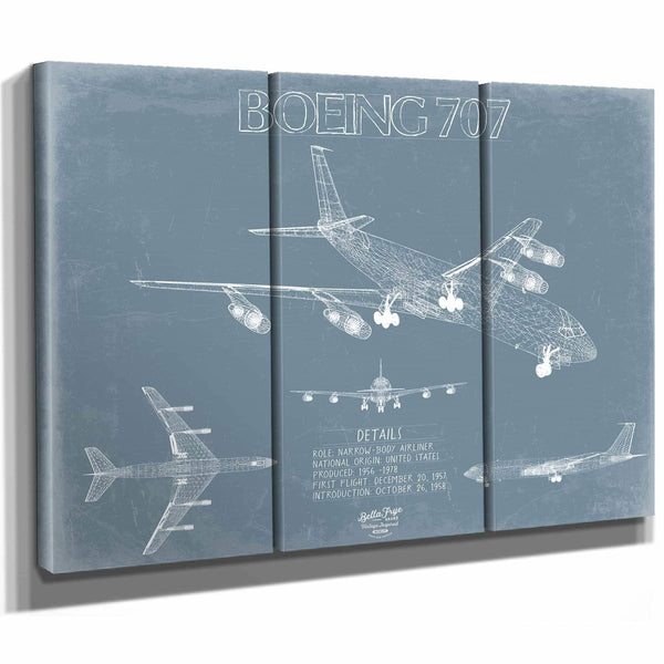 Bella Frye Home & Garden > Decor > Artwork Boeing 707 Airplane Blueprint Wall Art - Original Aviation Plane Print