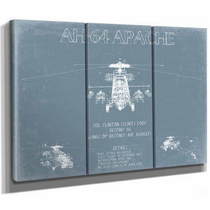 Bella Frye Home & Garden > Decor > Artwork Boeing AH-64 Apache Helicopter Blueprint Wall Art - Original Aviation Print