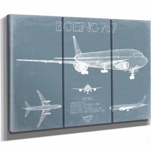 Bella Frye Home & Garden > Decor > Artwork Boeing 767 Aircraft Blueprint Wall Art - Original Aviation Plane Print