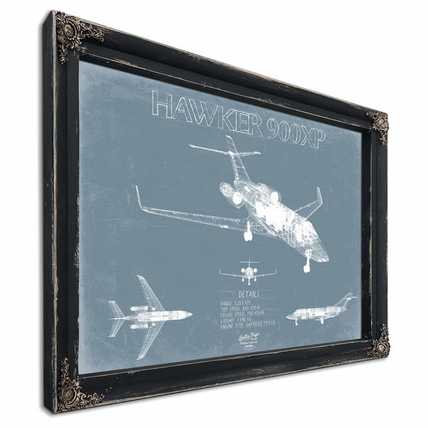 Bella Frye Home & Garden > Decor > Artwork Hawker 900XP Aircraft Blueprint Wall Art - Original Airplane Print