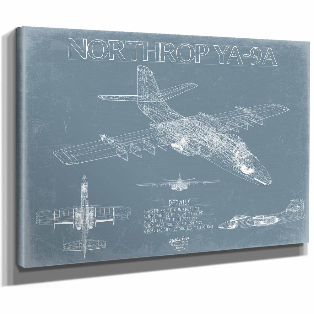 Bella Frye Home & Garden > Decor > Artwork Northrop YA-9A Aircraft Blueprint Wall Art - Original Fighter Plane Print