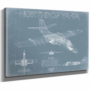 Bella Frye Home & Garden > Decor > Artwork Northrop YA-9A Aircraft Blueprint Wall Art - Original Fighter Plane Print