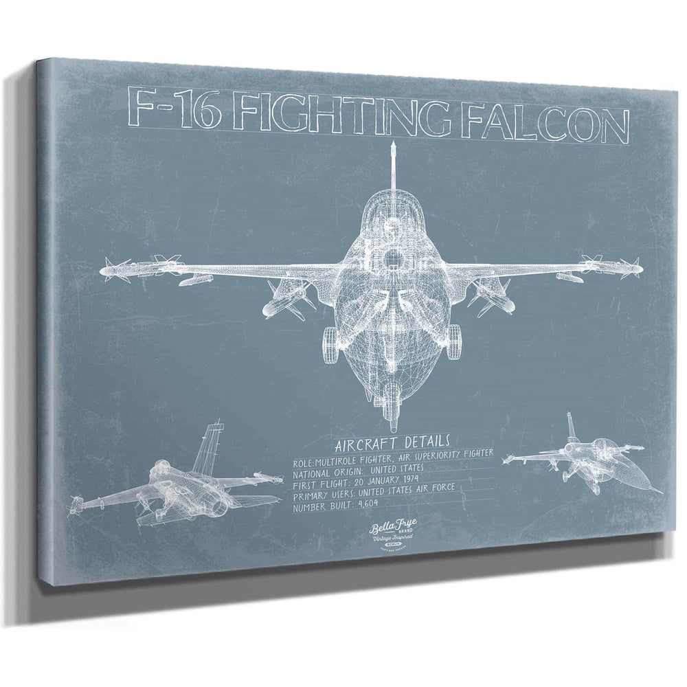 Bella Frye Home & Garden > Decor > Artwork F-16 Aircraft Blueprint Wall Art - Original Fighter Plane Print