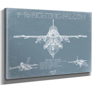 Bella Frye Home & Garden > Decor > Artwork F-16 Aircraft Blueprint Wall Art - Original Fighter Plane Print