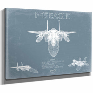 Bella Frye Home & Garden > Decor > Artwork F-15 Eagle Aircraft Blueprint Wall Art - Original Fighter Plane Print