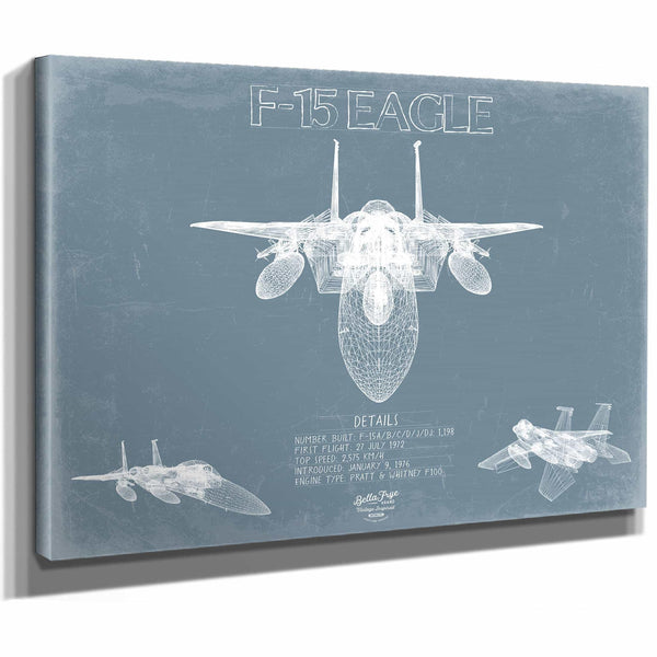 Bella Frye Home & Garden > Decor > Artwork F-15 Eagle Aircraft Blueprint Wall Art - Original Fighter Plane Print