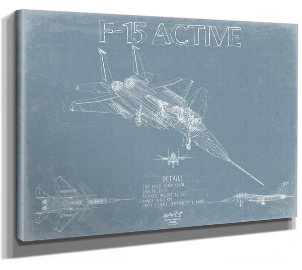 Bella Frye Home & Garden > Decor > Artwork F-15 ACTIVE Aircraft Blueprint Wall Art - Original Fighter Plane Print