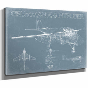Bella Frye Home & Garden > Decor > Artwork Grumman A-6 Intruder Blueprint Wall Art - Original Airplane Print