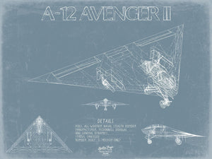 Bella Frye Home & Garden > Decor > Artwork McDonnell Douglas A-12 AVENGER II Aircraft Blueprint Wall Art - Original Fighter Plane Print