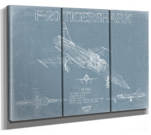 Bella Frye Home & Garden > Decor > Artwork Northrop F-20 Tigershark Aircraft Blueprint Wall Art - Original Fighter Plane Print