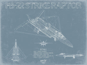 Bella Frye Home & Garden > Decor > Artwork Lockheed Martin FB-22 Strike Raptor Aircraft Blueprint Wall Art - Original Fighter Plane Print