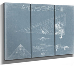 Bella Frye Home & Garden > Decor > Artwork McDonnell Douglas A-12 AVENGER II Aircraft Blueprint Wall Art - Original Fighter Plane Print