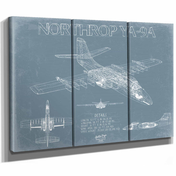 Bella Frye Home & Garden > Decor > Artwork Northrop YA-9A Aircraft Blueprint Wall Art - Original Fighter Plane Print