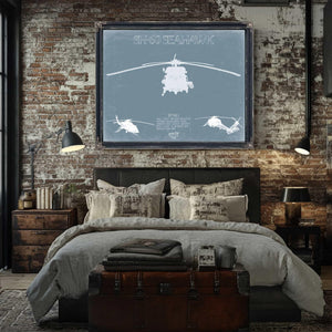 Bella Frye Home & Garden > Decor > Artwork SH-60 Seahawk Helicopter Blueprint Wall Art - Original Aviation Print